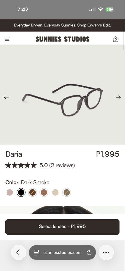 SUNNIES STUDIOS DARIA (Category: Sunglasses & Eyewear) located in Panay. Submitted by ab8531933 (Listing ID 1470665898, Image 3). Description: DESCRIPTION: A tubular square frame with rounded corners. Brand New today lang na recieve. Hindi sya fit sa face shape ko. Message me i can send pics NEGOTIABLE!!.