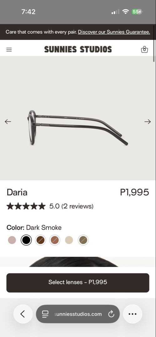 SUNNIES STUDIOS DARIA (Category: Sunglasses & Eyewear) located in Panay. Submitted by ab8531933 (Listing ID 1470665898, Image 2). Description: DESCRIPTION: A tubular square frame with rounded corners. Brand New today lang na recieve. Hindi sya fit sa face shape ko. Message me i can send pics NEGOTIABLE!!.