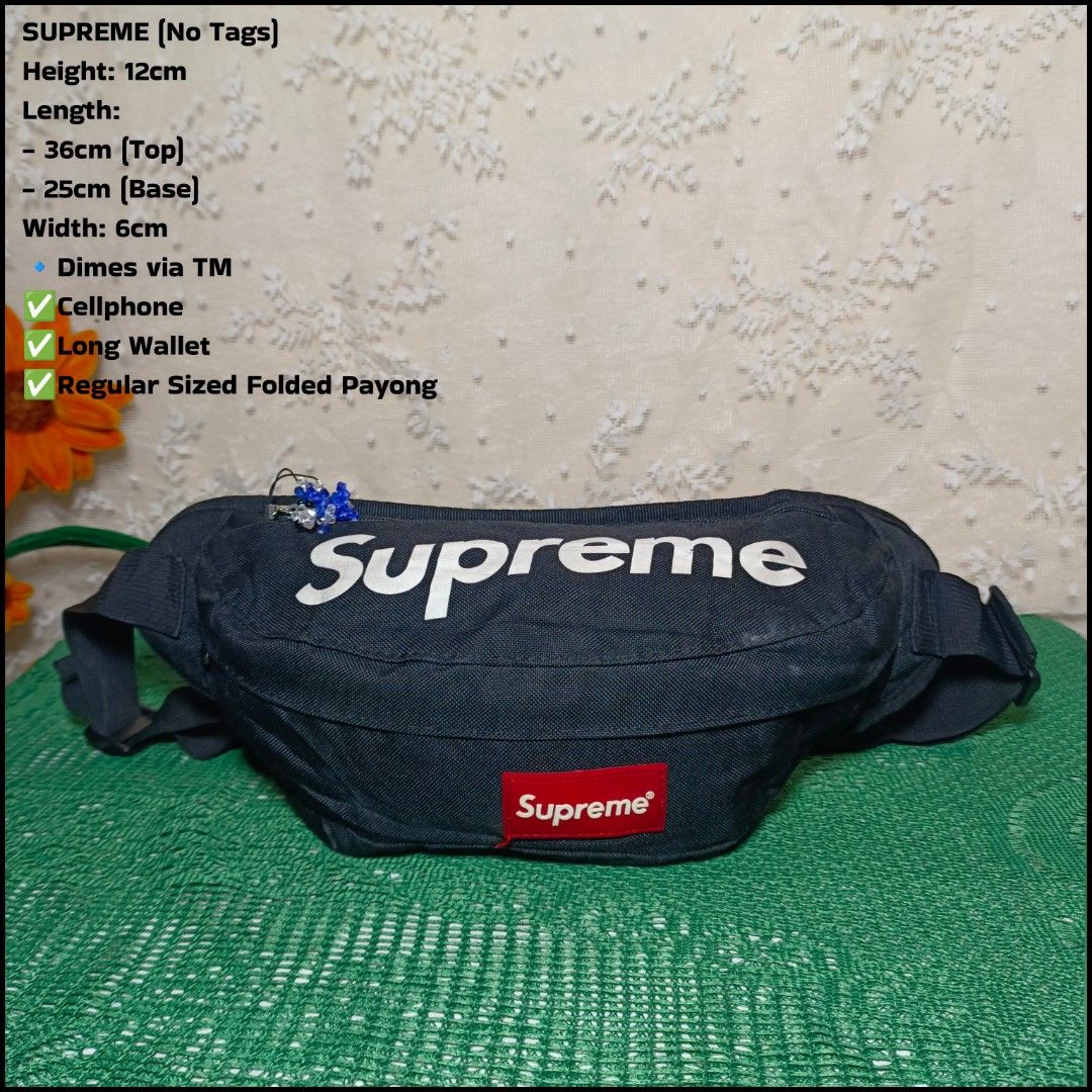 Supreme Belt Bag (Category: Belt bags, Clutches and Pouches) located in Baguio. Submitted by castiel.25 (Listing ID 1470620187, Image 1). Description: ▪️Ukay Source ▪️Excellent Condition pa kaso wala yung isang puller niya (replaced ng keychain) ▪️NO TAGS.