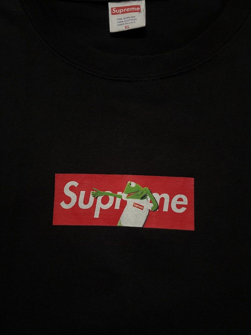 Supreme Kermit Box Logo Tee (Category: Tshirts & Polo Shirts ) located in Manila. Submitted by ogies_thrift (Listing ID 1470573508, Image 3). Description: Size: XL best fit sa large • Color: Black • Condition: No issue as new condition • Price: 800 ship •Shipping via J&T Dm lang.