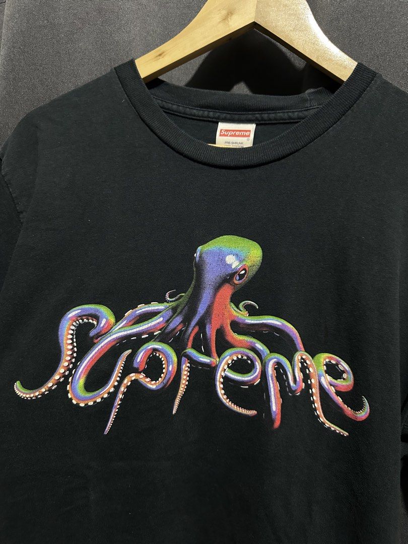 Supreme Octopus Graphic Tee (Category: Tshirts & Polo Shirts ) located in Buenavista. Submitted by themodernrack (Listing ID 1470592359, Image 2). Description: Condition: Good condition, minimal hairlines Measurements & Sizing: Size: Tagged Size M Width (Pit to Pit): 20” Length: 27”.