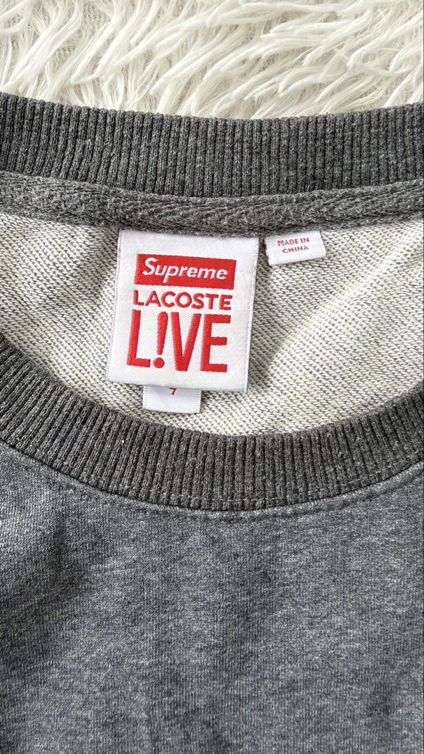 Supreme x Lacoste Crewneck (Category: Hoodies) located in Pasig City. Submitted by dabeee07 (Listing ID 1470600725, Image 3). Description: -Supreme x Lacoste Crewneck -22x26 -like new .