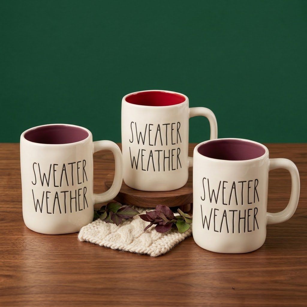 Rae Dunn Sweater Weather Ceramic Mug Coffee (Category: Coffee & Tea Tableware) located in Baguio. Submitted by the_general_store (Listing ID 1470573130, Image 1). Description: Rae Dunn Sweater Weather Mugs: height 4.75”, rim 3.25” *Maroon - 2 pieces available *Red - 1 piece **Please note that our products are mall pullouts/factory overruns, so there may be possible minor imperfections. Please manage your expectations. Thank you!.