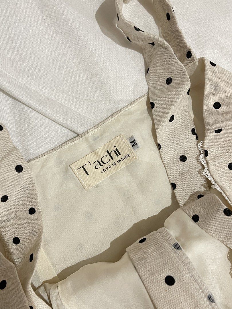 T’achi Polka Linen Coords (Category: Sets or Coordinates) located in Quezon City. Submitted by everythingmustgo__ (Listing ID 1470659797, Image 3). Description: T’achi Polka Linen Coords (from Vietnam 🇻🇳) - brand new with tags - size: medium - best fits: medium to semi large (my actual size is xs-s, when worn for reference only) - with built-in shorts - super duper nice!! ‼️ firm with price. low ballers will not be entertained ‼️.