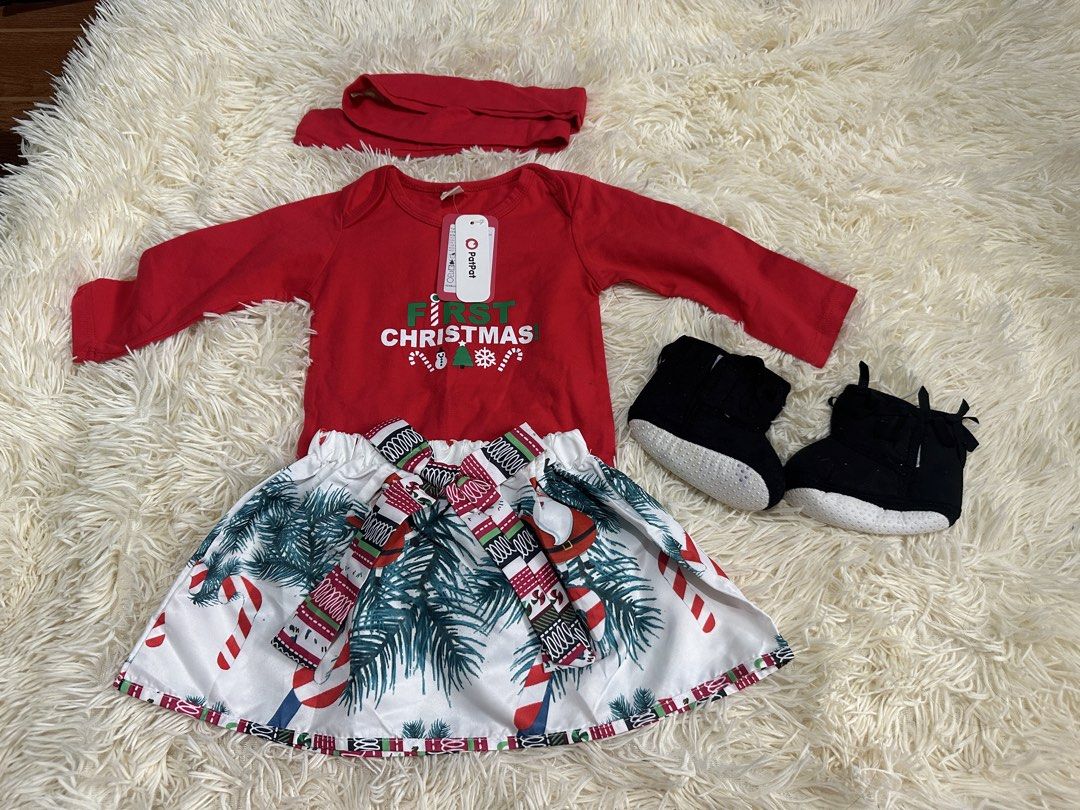 Take all 1000 (Category: Babies & Kids Fashion) located in Caloocan City. Submitted by aizabalan52674 (Listing ID 1470601041, Image 1). Description: - Adorable baby girl clothes bundle featuring multiple cute styles - Includes: Christmas outfit with shoes, watermelon top with gingham pants, teddy bear pajama set, fluffy koala jumpsuit, and floral romper with matching headband - Multiple pieces still have tags attached (BNWT) - Made with soft, com