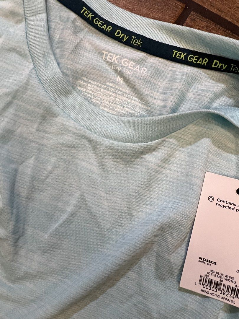 Tek Gear Dry Tek Men's Active T-Shirt Light Blue Medium (Category: Tshirts & Polo Shirts ) located in Mandaluyong City. Submitted by johngil101 (Listing ID 1470670857, Image 2). Description: - Brand: Tek Gear - Style: Dry Tek Active T-Shirt - Color: Light Blue - Size: Medium (M) 21x27 - Condition: Brand new with original Kohl's store tags attached.