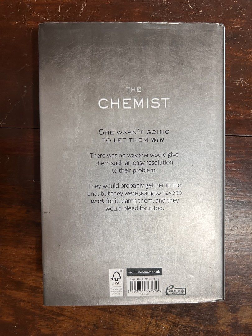 The Chemist by Stephenie Meyer Paperback Novel (Category: Storybooks) located in Manila. Submitted by preowneddesigner (Listing ID 1470706852, Image 3). Description: - Title/Author: Thriller novel by Stephenie Meyer - Publisher: Sphere - Format: Standard paperback - Condition: Light shelf wear on covers, pages slightly yellowed from age - Interior: Clean, no markings inside.