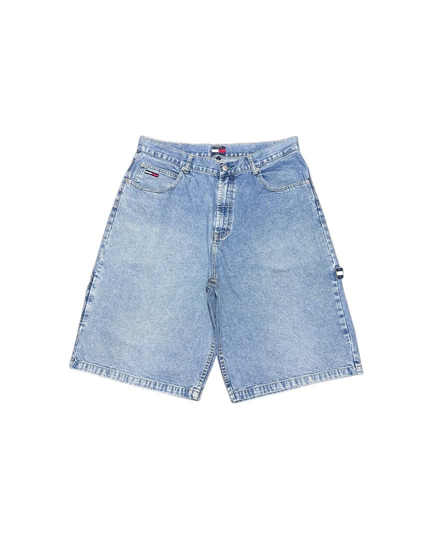 Tommy Hilfiger Carpenter Denim Jorts (Category: Shorts) located in Guiguinto. Submitted by bottomsup_lootfinds (Listing ID 1470586941, Image 2). Description: Tommy Hilfiger Carpenter Denim Jorts Size on tag: 35 waist 35-37 length 26 hem/leg hole 14 sign of usage.