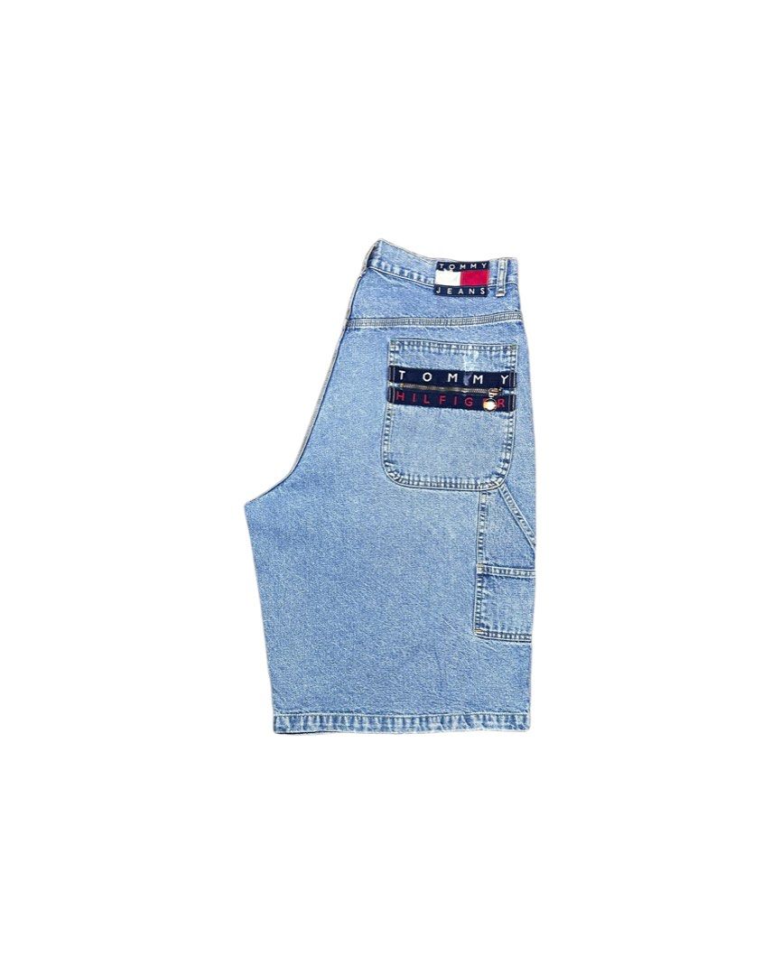 Tommy Hilfiger Carpenter Denim Jorts (Category: Shorts) located in Guiguinto. Submitted by bottomsup_lootfinds (Listing ID 1470586941, Image 3). Description: Tommy Hilfiger Carpenter Denim Jorts Size on tag: 35 waist 35-37 length 26 hem/leg hole 14 sign of usage.