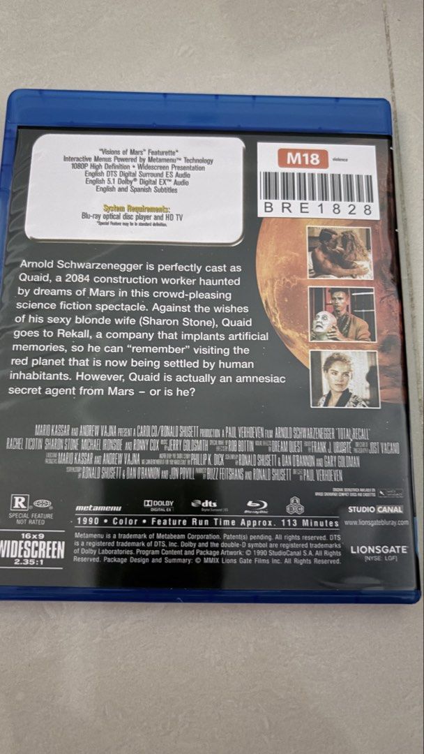 Total Recall Blu-ray Arnold Schwarzenegger Movie, Hobbies & Lifestyle ...