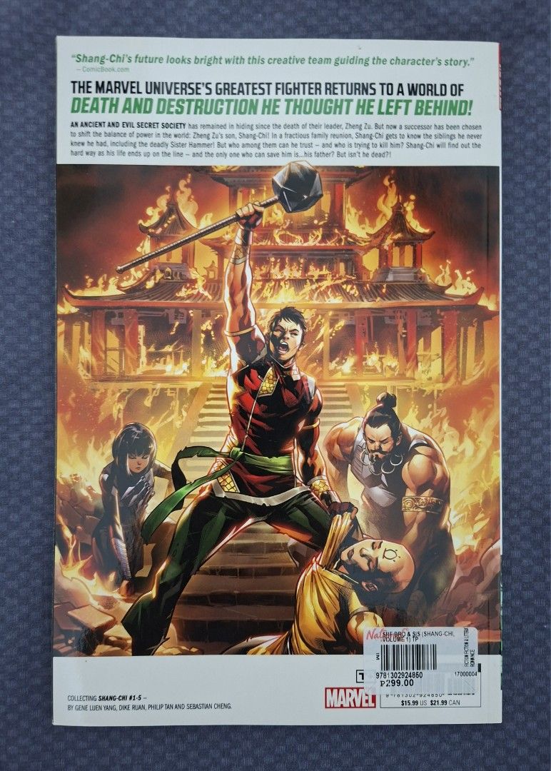 TPB Shang-Chi: Brothers and Sisters. Marvel Comics (Category: Comics & Manga) located in San Fernando. Submitted by silverforest-63a2 (Listing ID 1470666998, Image 2). Description: TPB Shang-Chi Brothers and Sisters. Marvel Comics for 450php Don't hesitate to ask for more photos Mode/s of payment: Gcash or COD/COP (For LBC Only) Delivery: Preferably J&T. Drop-off on Saturdays Delivery Fee: Paid by the buyer.