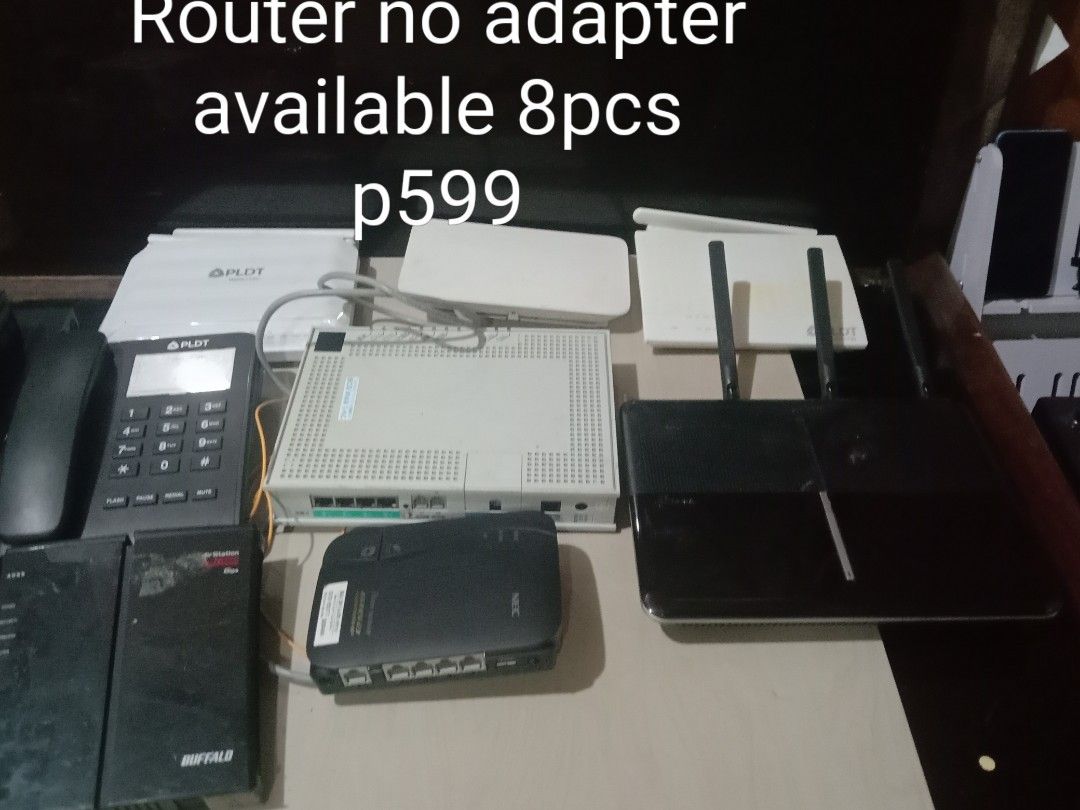 TP-Link PLDT Routers and Modems Bundle no adapter available available (Category: Networking) located in Manila. Submitted by redvincent01640 (Listing ID 1470586591, Image 1). Description: - Lot of 8 routers and modems including TP-Link and PLDT units - Sold without power adapters - Ideal for spare parts, repairs, or network setups - Various models included as seen in photos - Clearance price for the whole bundle.