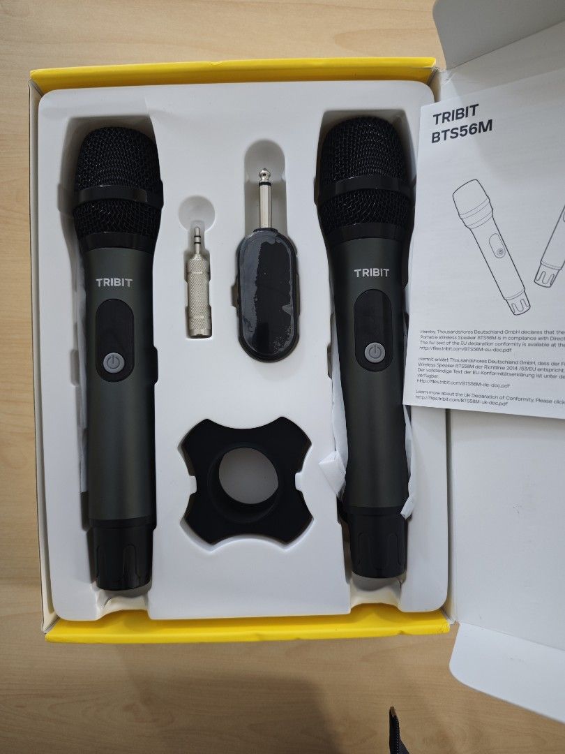 Tribit Wireless Microphone Set (Category: Microphones) located in Manila. Submitted by dxtr.dxtr (Listing ID 1470662619, Image 2). Description: Purchased recently from orange app for 1500php. Still with orig box and all inclusions. Only used twice for school performance. Not using it anymore.