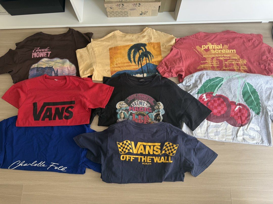 t-shirts 100PHP EACH (Category: Shirts) located in Manila. Submitted by bella_boo (Listing ID 1470599678, Image 1). Description: 100PHP EACH, varies size small to medium dm for pics of front and back or close ups have to sell by TODAY tags🏷️ shirt vans hnm stradivarius bershka pull and bear zara cotton on edikted lululemon brandy melville shein .