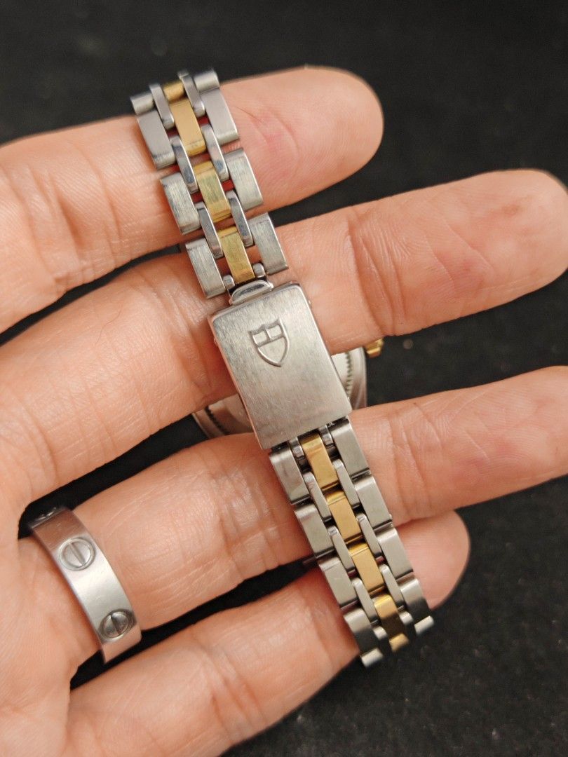 Tudor Princess Date 26mm (Category: Women's Watches) located in San Juan City. Submitted by MW_888 (Listing ID 1470685919, Image 3). Description: Tudor Princess Date 26mm Champagne with 10P factory diamonds Gold bezel, crown and inner links Ref 92413 9/10 condition Inclusions: watch, original bracelet fit to approx 6.5" wrist and watch case *photo reference on 6.5" wrist 105k.