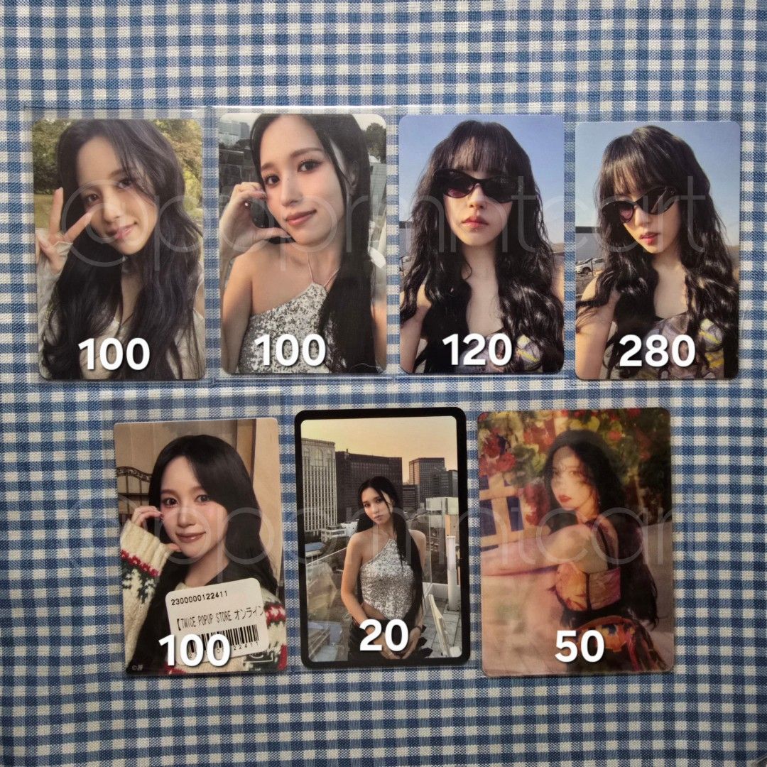 TWICE MINA PHOTOCARDS AND MERCH (Category: K-Wave Merchandise) located in Rosario. Submitted by ppprmntcart (Listing ID 1470705731, Image 1). Description: twice mina photocards and merch pc set = 770 this is for japan muffler towel = 1300 whole set = 2k (free sf) -onhand -good condition -muffler towel unsealed and used only once during this is for bulacan dop: payo (prio)/3 weeks with atleast 30% nrdp within 24hrs mop: gcash, gotyme mod: j&t.