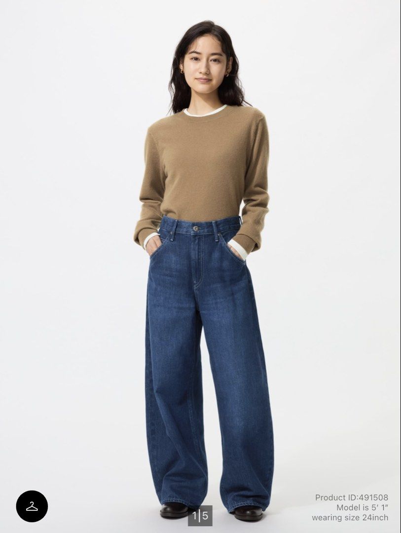 uniqlo baggy barrel jeans (Category: Jeans) located in Manila. Submitted by cheesetaiyaki (Listing ID 1470615565, Image 3). Description: - brand: Uniqlo - item: baggy barrel leg jeans - color: blue wash - size: waist 29.