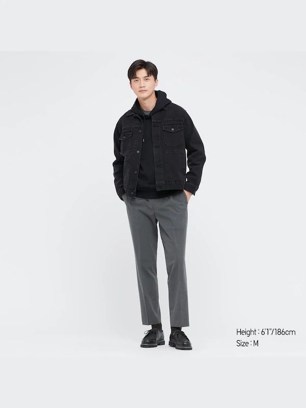 Uniqlo Denim Jacket (Spandex Cotton) (Category: Coats, Jackets and Outerwear) located in Quezon City. Submitted by y3thriftshop (Listing ID 1470590276, Image 1). Description: Tag: Uniqlo Denim Jacket (Spandex Cotton) Color : Washed Black Size : XL on Tag Dimension : 23x26.5 Sleeve Lenght : 24 Condition : Good Color Rate : 9/10 Price : P799.00 Issue : none RFS : Buy and Sell Additional Information : - 4 Pockets Please read: - Color may vary due to