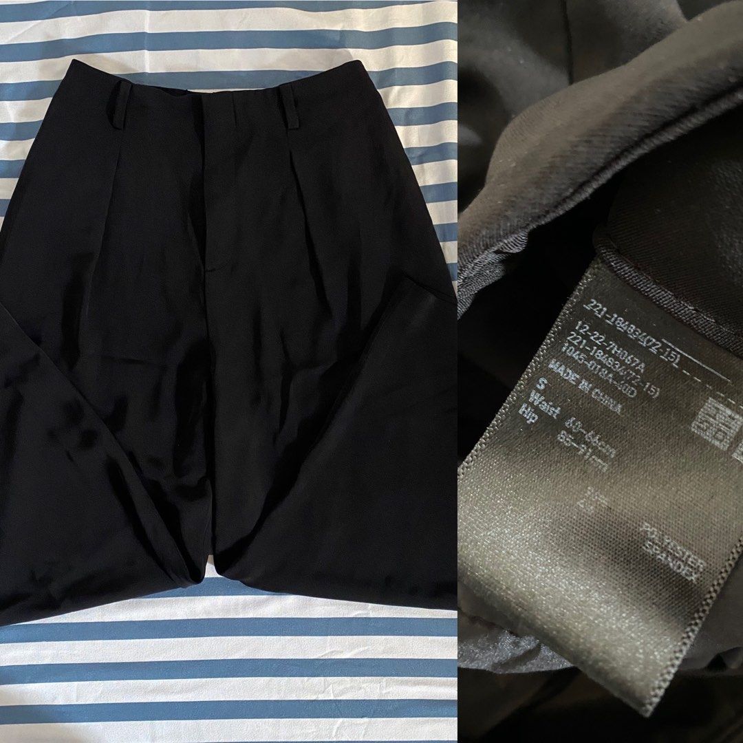 Uniqlo Drape Trouser (Category: Other Bottoms) located in Carmona. Submitted by mrll_ (Listing ID 1470567164, Image 2). Description: Uniqlo drape Pants in Black (Size S). Clean and good condition with inner tags intact. Just needs ironing. Price negotiable. Rfs Decluttering.