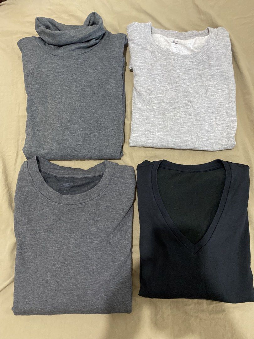 UNIQLO MEN MEDIUM EXTRA WARM HEATTECH BUNDLE (Category: Tshirts & Polo Shirts ) located in Quezon City. Submitted by pinkylivar (Listing ID 1470601053, Image 1). Description: Size - medium Color- black, gray Issue- none, in excellent condition Take all for 1,000 php.