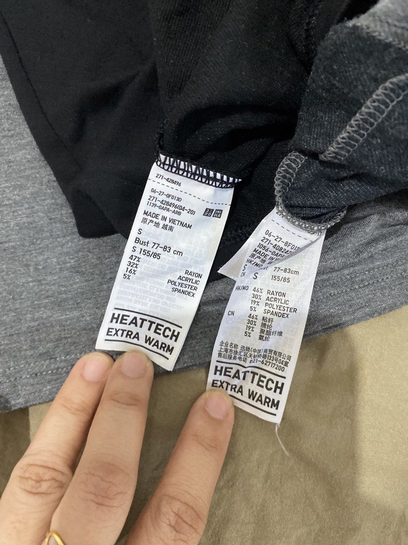 UNIQLO WOMAN SMALL EXTRA WARM HEATTECH BUNDLE (Category: Longsleeves) located in Quezon City. Submitted by pinkylivar (Listing ID 1470602787, Image 3). Description: Size - small Color- black, gray Issue- yung black may himulmol pero ung gray like new. Good na good for inner Take all for 350 php .
