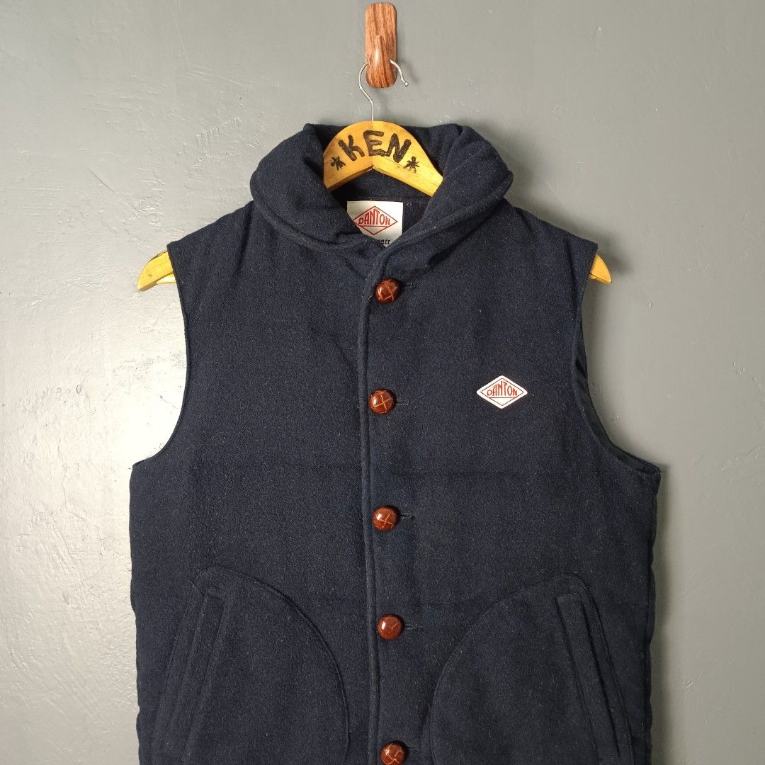 Unisex - Danton x Beams - Wool Mossa Vest (Category: Coats, Jackets and Outerwear) located in Bacolod City. Submitted by drop.ph (Listing ID 1470663667, Image 2). Description: Danton x Beams - Wool Mossa Down Vest Authentic *Navy *Size L - 20.5x25.5 *Very Good *Lints, Missing Hood *Price: 1,200php *Add SF if outside Bacolod City .
