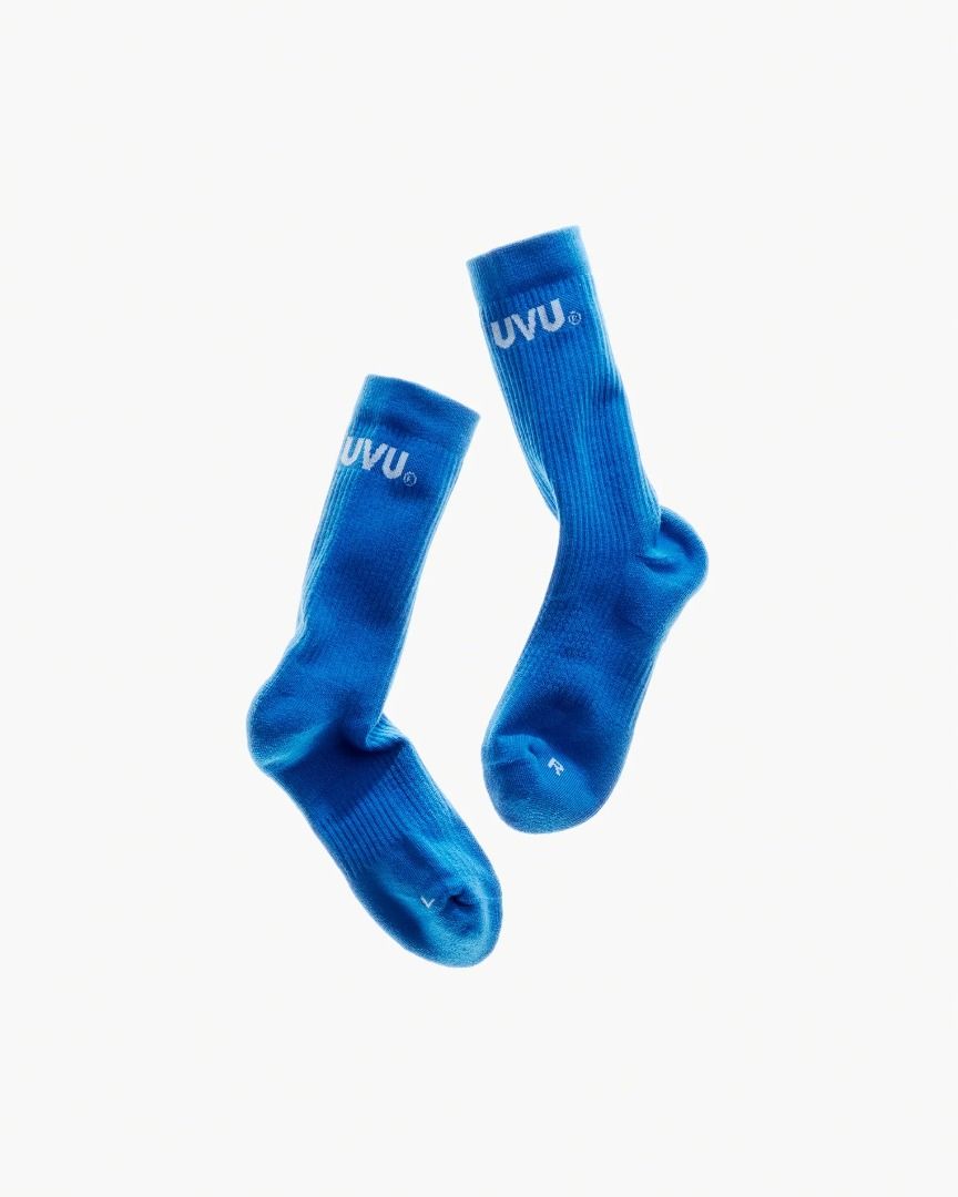 UVU Training Socks - Blue (Category: Socks) located in Manila. Submitted by cessy.runs (Listing ID 1470713413, Image 1). Description: A cotton blend sock built for training with jacquard UVU branding. Light cushioning from toe through to footbed heal, made with an elasticated ribbed construction. Poly/Cotton Blend Cushioned footbed for comfort.