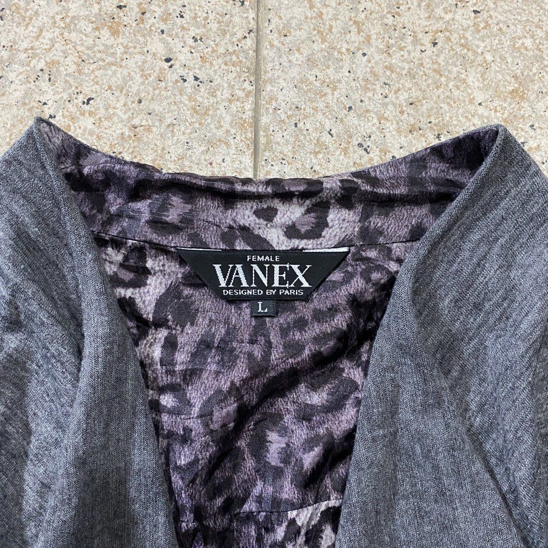 VANEX Gray Draped Vest - L - Leopard Lining (Category: Others Tops) located in Isabela. Submitted by islandsrelics (Listing ID 1470647260, Image 3). Description: .