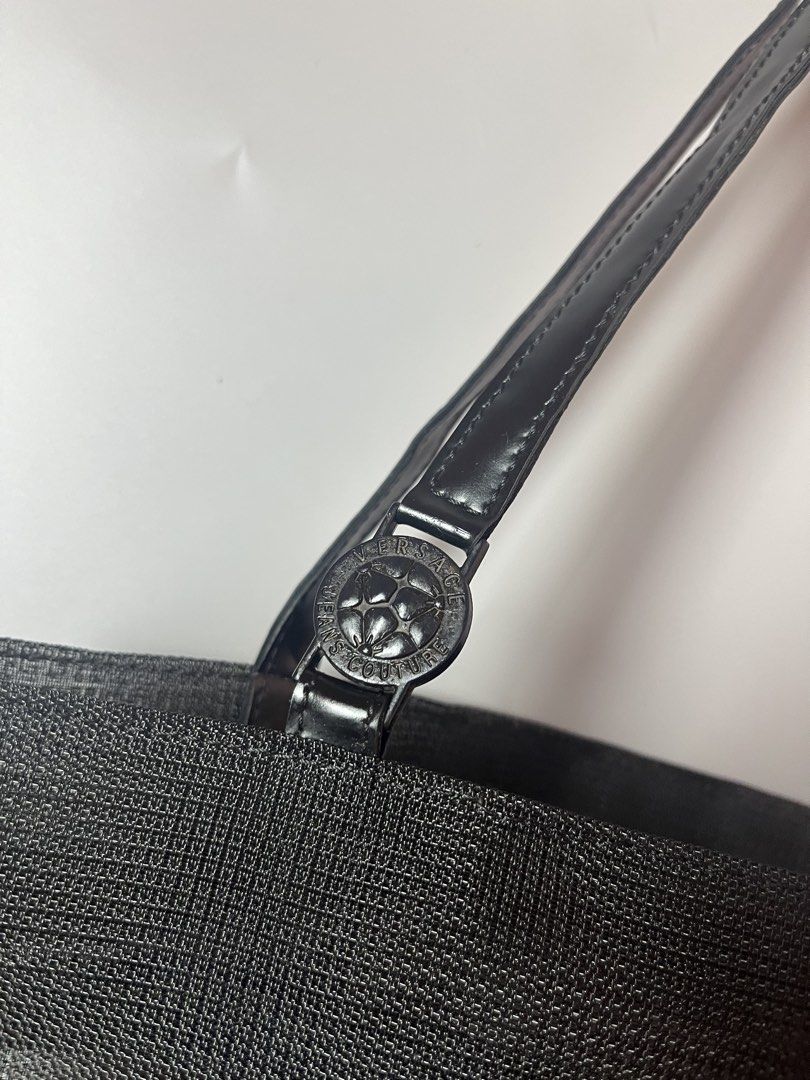 Versace mesh nylon beach bag w/purse (Category: Tote Bags) located in Quezon City. Submitted by theideal (Listing ID 1470687373, Image 3). Description: Read first before buy Legit/Authentic Versace mesh nylon tote bag w/purse No box Medium size Still in good and presentable condition No major flaws Minor sign of use only See picture details posted.
