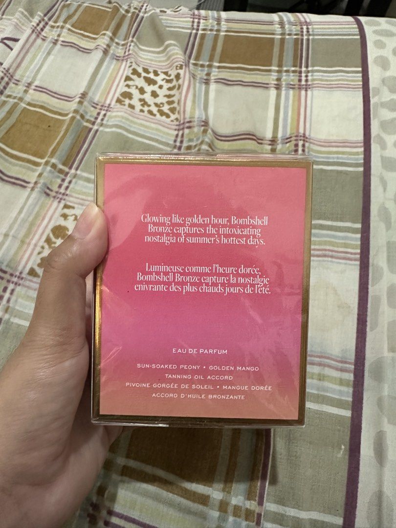Victoria's Secret Bombshell Bronze Eau de Parfum 50ml (Category: Fragrance & Deodorants) located in Bugallon. Submitted by lavenderlane (Listing ID 1470617260, Image 2). Description: - Authentic Victoria's Secret Bombshell Bronze Eau de Parfum - Size: 50 mL / 1.7 fluid ounces - Condition: Brand new, factory-sealed with plastic wrap - Fragrance Notes: Sun-soaked peony, golden mango, and tanning oil accord - Vibe: Perfect summer scent capturing war