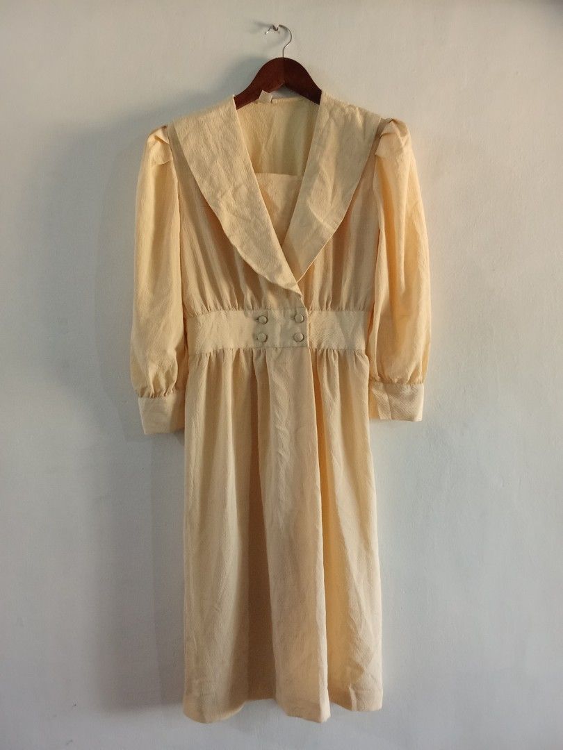 Vintage Dresses and Top (Category: Dresses) located in General Trias. Submitted by octavianoc20869 (Listing ID 1470659935, Image 2). Description: white dress with stain vintage yellow dress with signs of use turtle neck knitted long sleeves top like new.