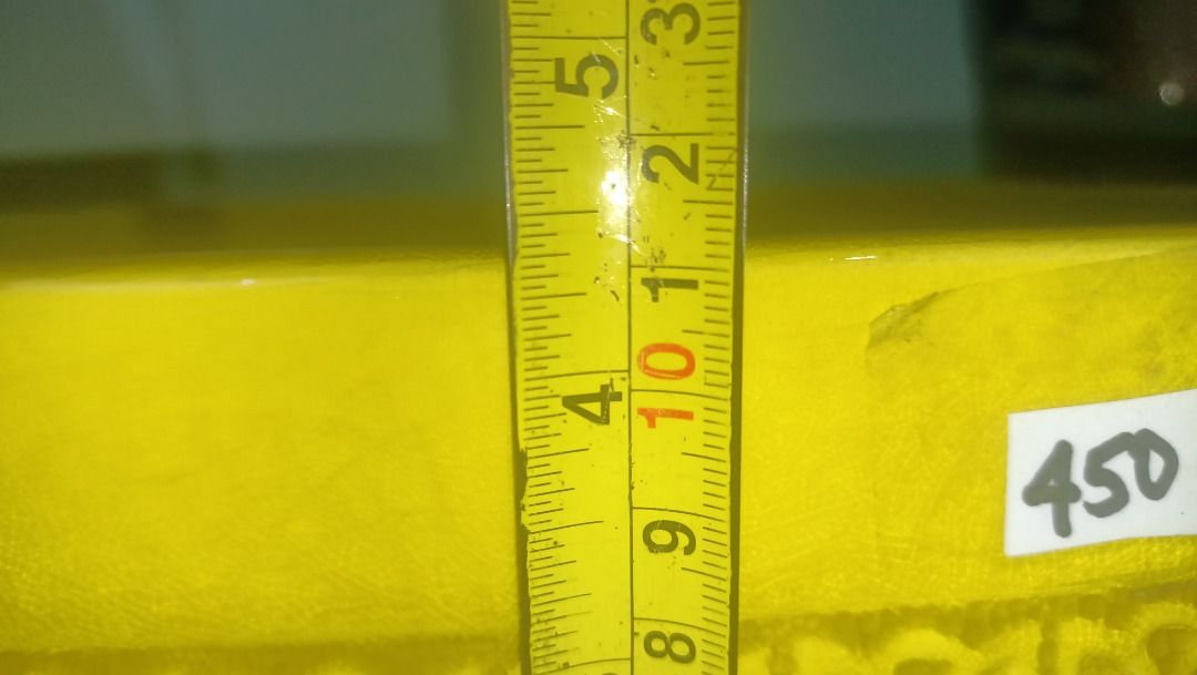 Vintage Ikebana yellow rectangular ceramic planter pot with footed base (Category: Pots & Planters) located in Munoz. Submitted by larryc1212 (Listing ID 1470630218, Image 3). Description: - Color: Bright yellow ceramic with a textured geometric pattern - Shape: Rectangular with rounded ends, raised on 4 white feet - Size: Approx. 16 inches long and 4.25 inches deep - Condition: Good solid piece with normal glaze crazing - Versatile: Perfect for 