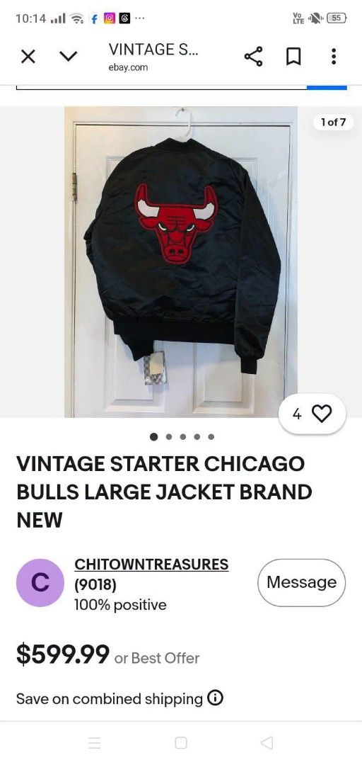 Vintage Starter 1st Gen Chicago Bulls Jacket (Category: Coats, Jackets and Outerwear) located in Manila. Submitted by ramosjacqu35241 (Listing ID 1470739449, Image 2). Description: For sale ‼️ Chicago Bulls 🔥 Big logo 💎 By starter 1st gen ⚡ Size S on tag (24.5*22) 5500 📌 Location: Baguio city 🌲🌲🌲 Pm/Dm 📩📩📩.