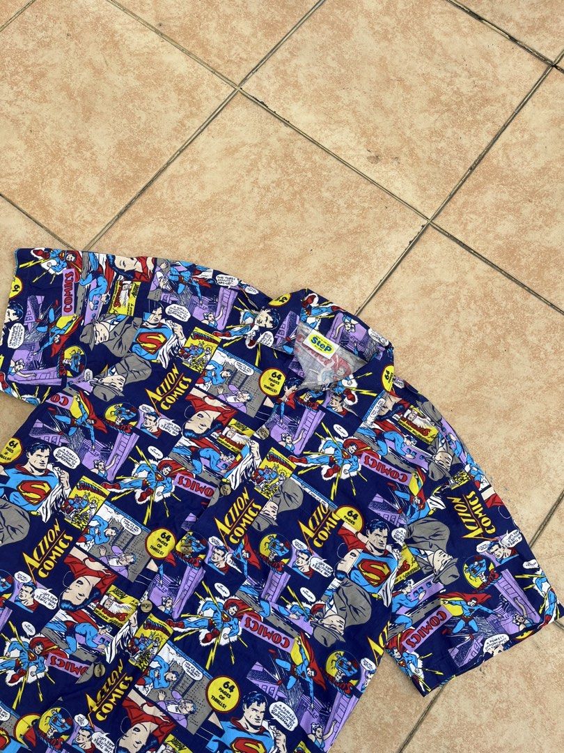 Vintage Step SI-AM Superman Comics Button Down Polo (Category: Tshirts & Polo Shirts ) located in Quezon City. Submitted by metro_junkie.ph (Listing ID 1470662964, Image 2). Description: Vintage Step SI-AM Superman Comics Button Down Polo Size XL-XXL Fit (25 x 29) Likenew Condition No any Flaw/Issue(s) All Detail Posted 880 + SF.