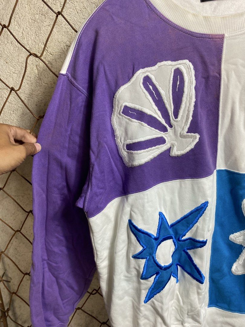 Vintage Yves Saint Laurent Colorblock Patchwork Sweatshirt (Category: Coats, Jackets and Outerwear) located in Cabanatuan. Submitted by adrialesdrip (Listing ID 1470594301, Image 2). Description: Vintage ysl sweater Width 23 Length 27 Condition good Color rate 9 Issue see all details .