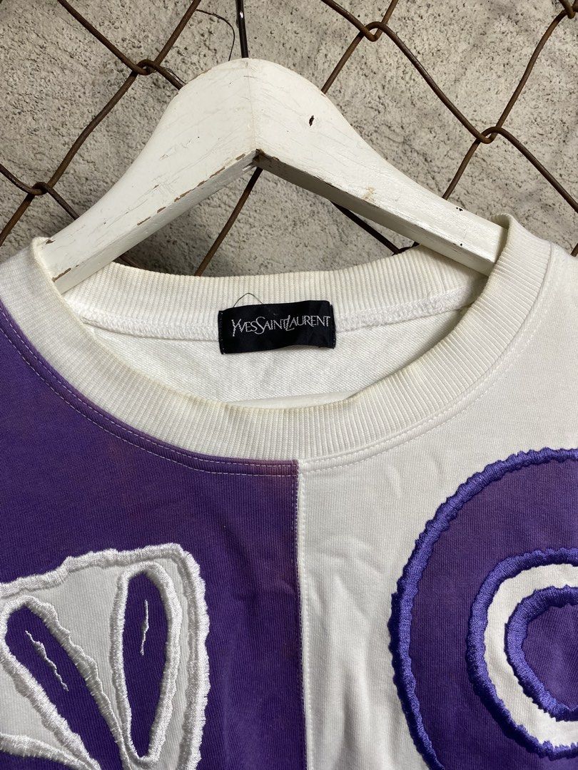 Vintage Yves Saint Laurent Colorblock Patchwork Sweatshirt (Category: Coats, Jackets and Outerwear) located in Cabanatuan. Submitted by adrialesdrip (Listing ID 1470594301, Image 3). Description: Vintage ysl sweater Width 23 Length 27 Condition good Color rate 9 Issue see all details .