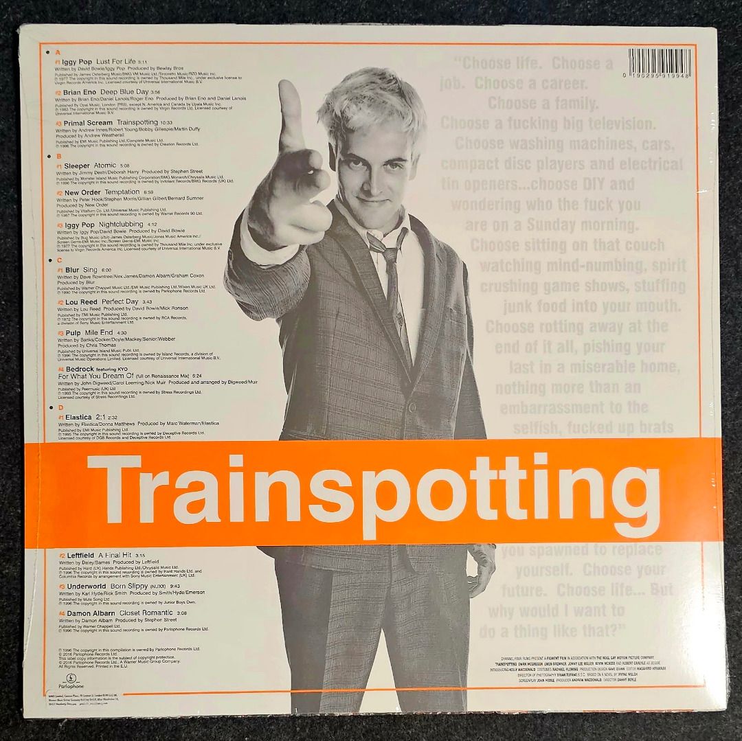 [Vinyl LP] VA – Trainspotting OST 2LP (Category: Vinyls) located in Cainta. Submitted by bunnygod (Listing ID 1470596434, Image 2). Description: US pressed, 2016, Reissue Parlophone – 0190295919948 📀 📂 New/sealed 🎶 Leftfield/Techno/Ambient/Britpop Tracklist can be found here: https://www.discogs.com/release/9513685-Various-Trainspotting-Music-From-The-Motion-Picture.