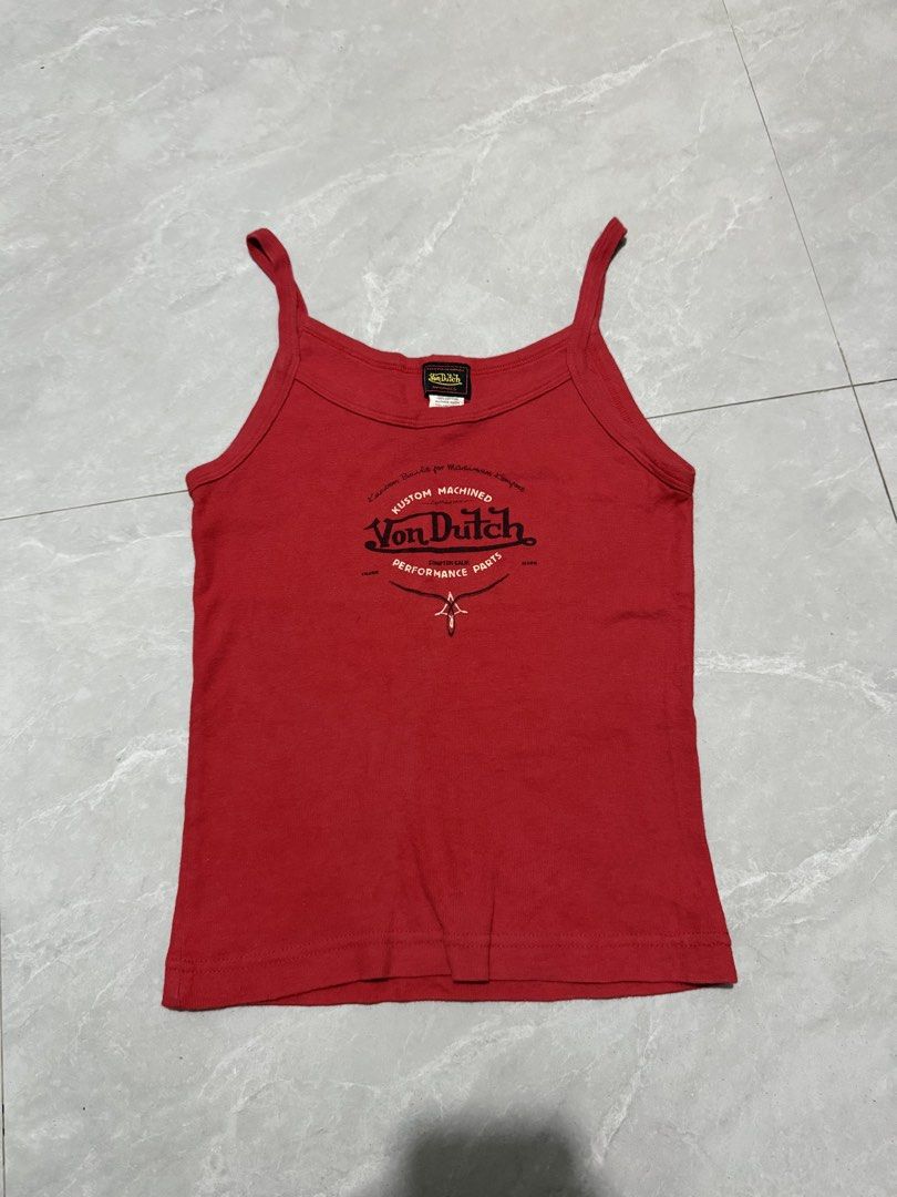 Von Dutch tank top (Category: Sleeveless) located in Calumpit. Submitted by Essentiality (Listing ID 1470620702, Image 1). Description: Von Dutch tank top 14x15.5 M on tag ₱850.