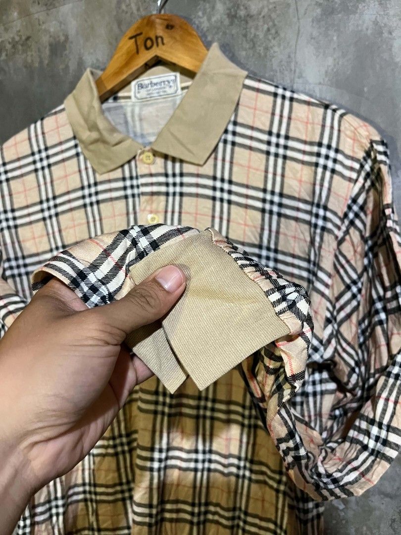 Vtg Burbrry Polo L/S (Category: Luxury Apparel) located in Andop. Submitted by tonthrift_st (Listing ID 1470682627, Image 3). Description: Vtg Brbrry Polo S/L Plaid Excellent condition Size Small on tag Dimes W19.5 L26 Issue pinhole see last pic 🏷️📥 📍Kapalong, Davao del Norte.
