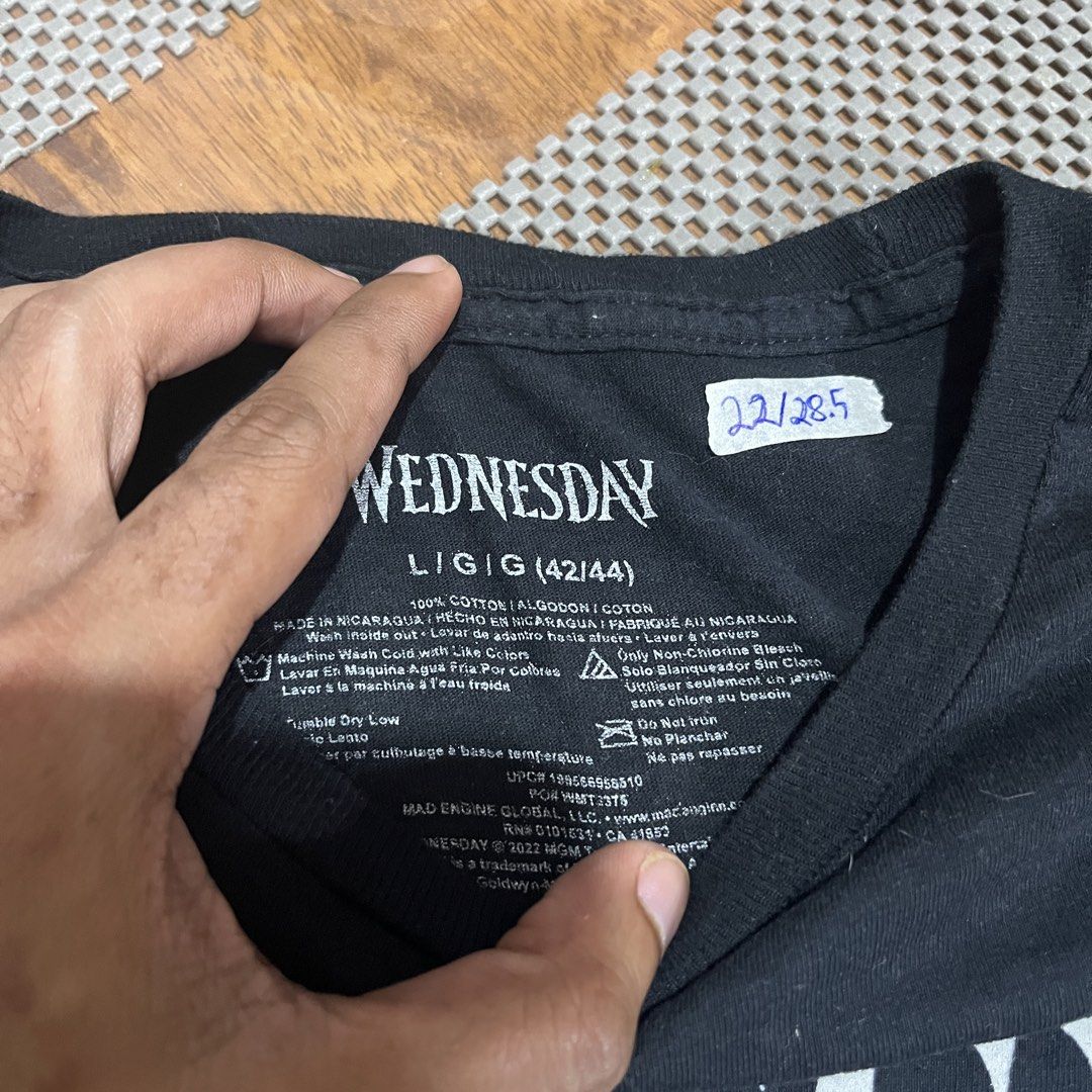 Wednesday Horror Tee (Category: Tshirts & Polo Shirts ) located in Bacoor. Submitted by manonghits_2000 (Listing ID 1470705028, Image 2). Description: Wednesday Horror Tee 22x28.5 Excellent No Major Flaws Claim 300.