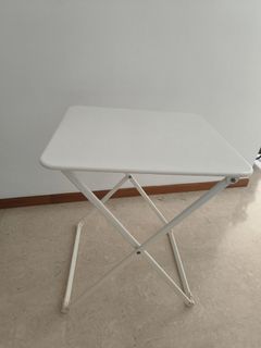 White folding table with wheels and metal frame, Furniture & Home ...