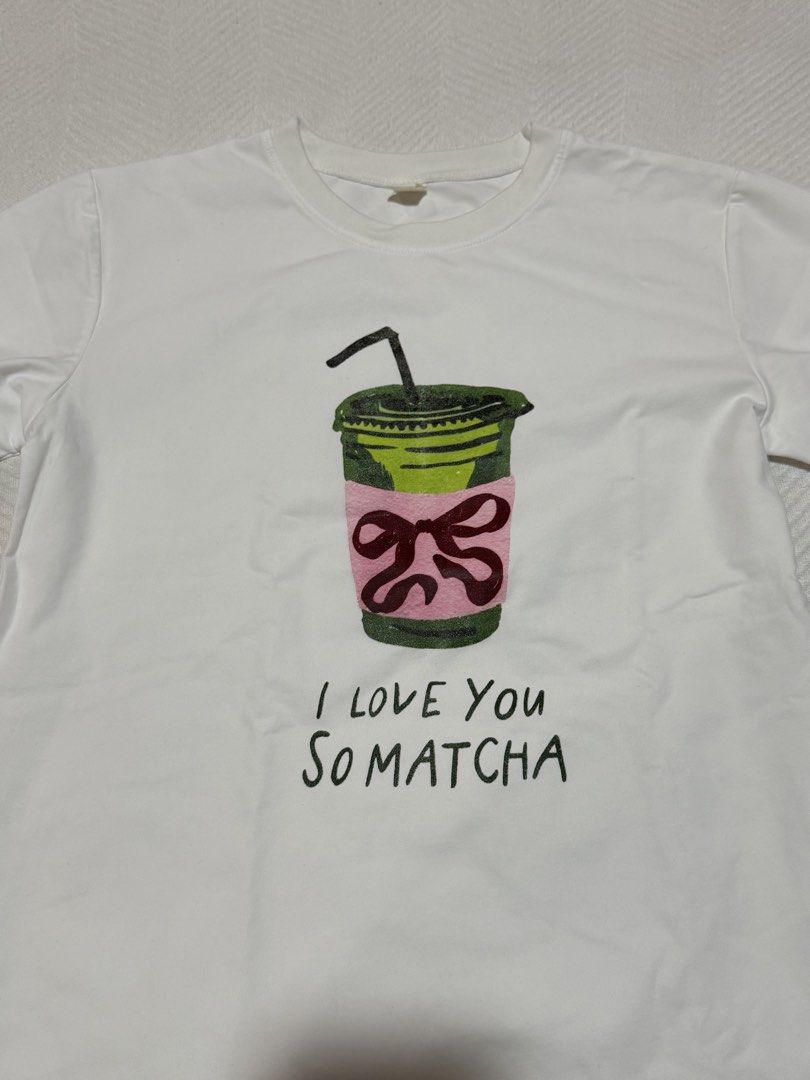 White Matcha Graphic T-Shirt Size 150 (Category: Shirts) located in Pateros City. Submitted by daisy03052000 (Listing ID 1470696284, Image 1). Description: - Color: White - Size: 150 (Tag intact) - Condition:worn once .