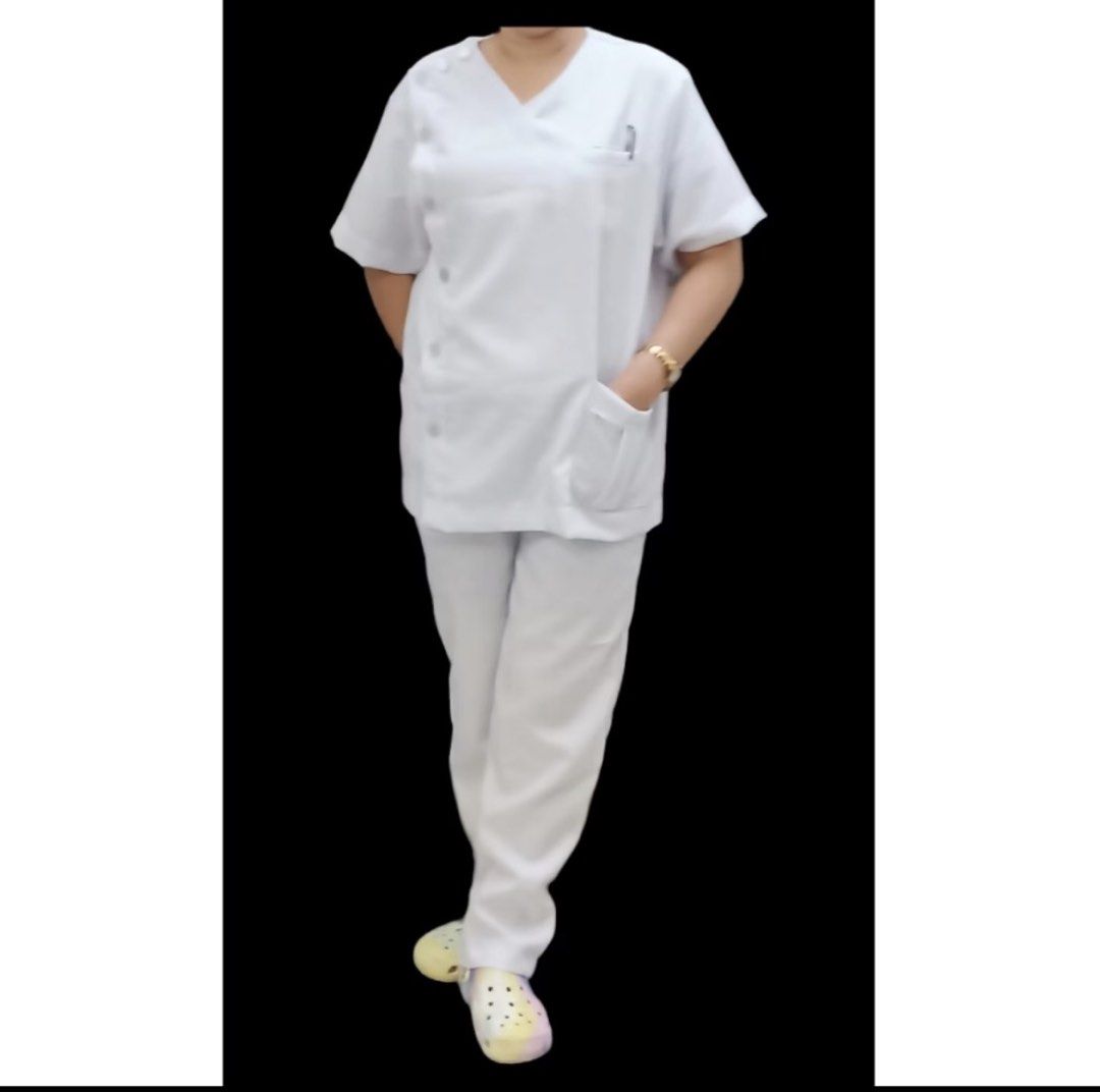 White Uniform Plus Size (Category: Blouses) located in Quezon City. Submitted by amazingnic (Listing ID 1470679365, Image 2). Description: - Nurse Psychology, Physical Therapist, Pharmacy, Biology, Dentistry uniform - V Neck Top only - I have XL and XXL - used twice .