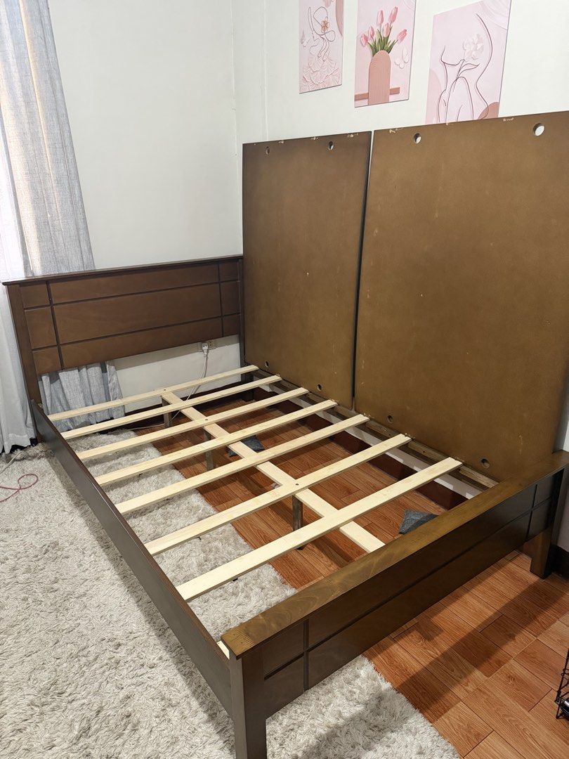 Wooden Bed Frame with Uratex Mattress (Category: Bed Frames & Mattresses) located in Kawit. Submitted by annegooditems_ (Listing ID 1470600806, Image 3). Description: 🛏️ SanYang Wooden Bed Frame + 4” Mattress Selling my Sanyang 48” Wooden Bed Frame with 4” Mattress 🤎 — sturdy wooden bed frame — 48” size — 4” mattress included — used for only 1 year — well-maintained and in good condition — original total price: ₱13,500 — RFS: no longer needed �