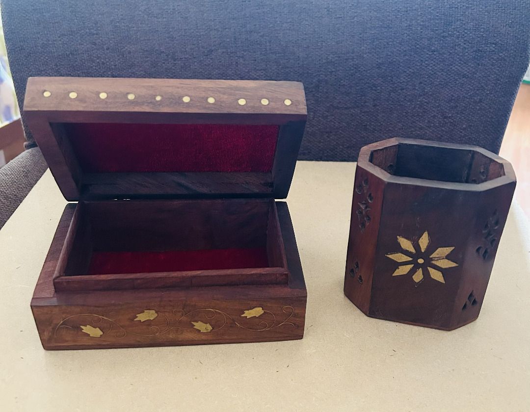 Wooden desk / table accessories from India (set) (Category: Other Home Decor) located in Binan City. Submitted by impulsebuyer12 (Listing ID 1470565509, Image 2). Description: Souvenirs from India. Made of wood.