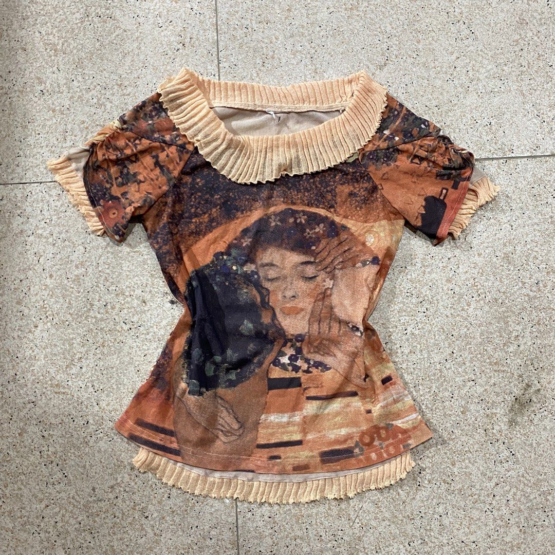 Y2K Gustav Klimt Art Mesh Top - Ruffle (Category: Others Tops) located in Isabela. Submitted by islandsrelics (Listing ID 1470644292, Image 1). Description: .