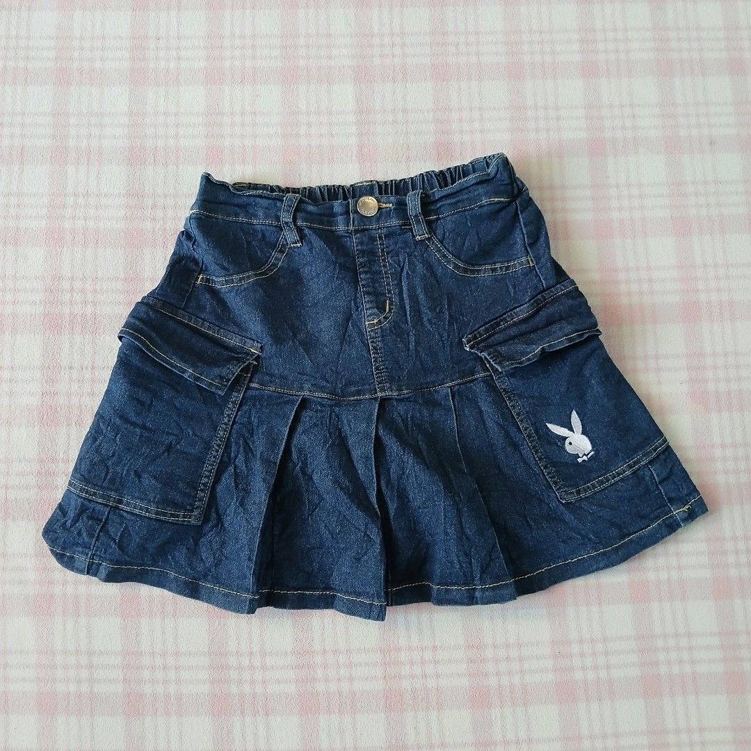Y2K PlayBoy Pleated Denim Cargo Skirts (Category: Skirts) located in Mangaldan. Submitted by used2.wearwomens (Listing ID 1470671534, Image 1). Description: Excellent To As New Condition No Issue Size On Tag Waist 25-27 Length 14.5 Kindly Check All Posted Pictures.