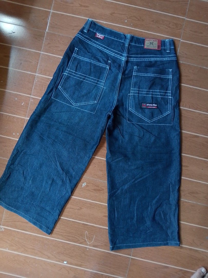 Y2k wide leg baggy jeans (Category: Jeans) located in Manila. Submitted by zenflower.0bda2c (Listing ID 1470596167, Image 1). Description: WTS.. Happy Hope vintage baggy pants. Excellent vintage condition. Style:wide leg/Relaxed loose fit skater style. Size:2L(fits loose/baggy) Actual dimensions Width:32 inches Length:36 inches Hem/L.P:12 inches No issue. (PHP 650+SF) PM DM. Davao city.. #baggy #Y2kbaggypants.