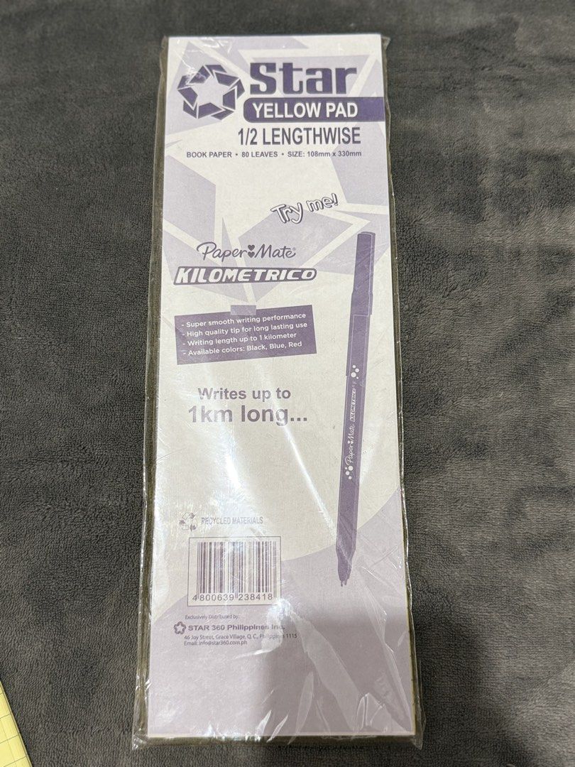 Yellow Pad Paper (1/2 Lengthwise) – Bundle / Single (Category: Stationery & School Supplies) located in Mandaluyong City. Submitted by josa_xox0i8 (Listing ID 1470673414, Image 3). Description: Brands: Victory / Star • Format: 1/2 Lengthwise (80–90 leaves per pad) • Condition: Brand new / Sealed & unused.