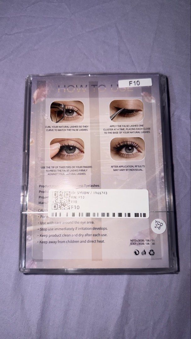 YUER Cluster Eyelashes (F10) (Category: Makeup) located in Manila. Submitted by shobskaryll2004 (Listing ID 1470680883, Image 1). Description: - sealed, brand new - black adhesive, no need glue - 20 rows.